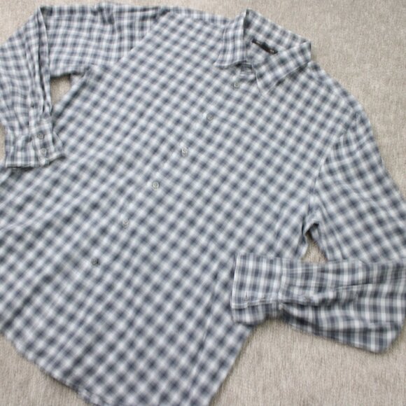 John Varvatos Shirt Men XL Gray Plaid Wire Collar & Cuffs 100% Cotton L/S Button - Picture 4 of 13